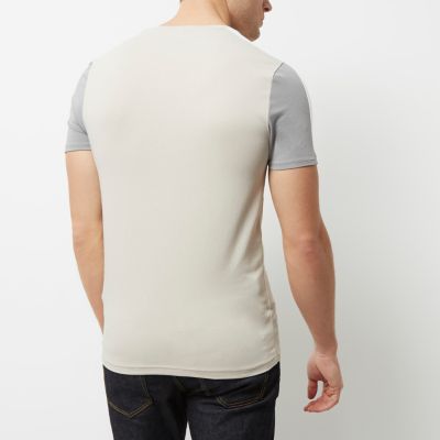 Stone colour block muscle fit T-shirt